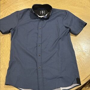 Men's Blue Short Sleeve Button Down Shirt